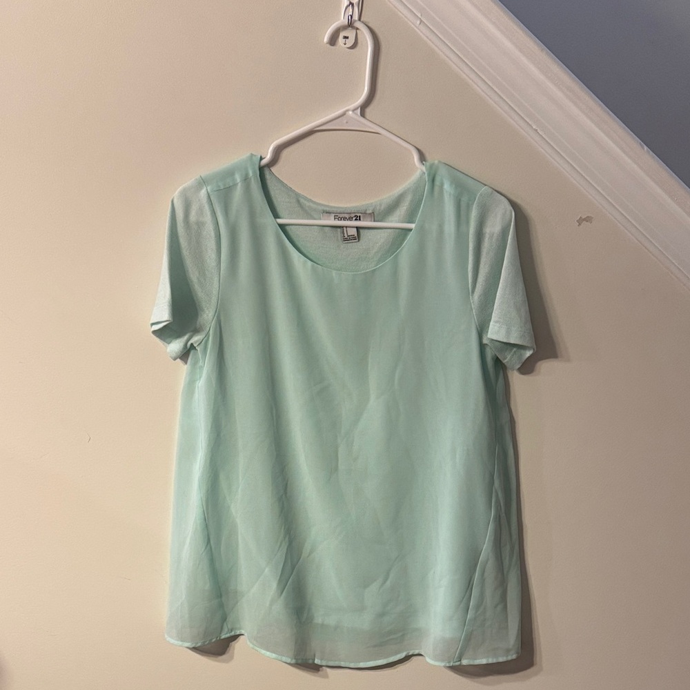 Forever 21 Aqua Short Sleeve Top